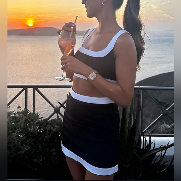 Reformation Robbie Linen Two Piece - Blk/Wht - Picture 4 of 6